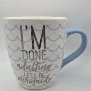 Cracker Barrel Large Coffee Mug "I'm Done Adulting Let's Be Mermaids" 23 oz